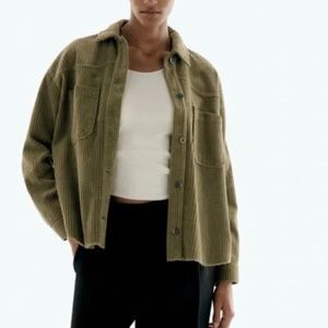 Zara Olive Green Corduroy Shacket